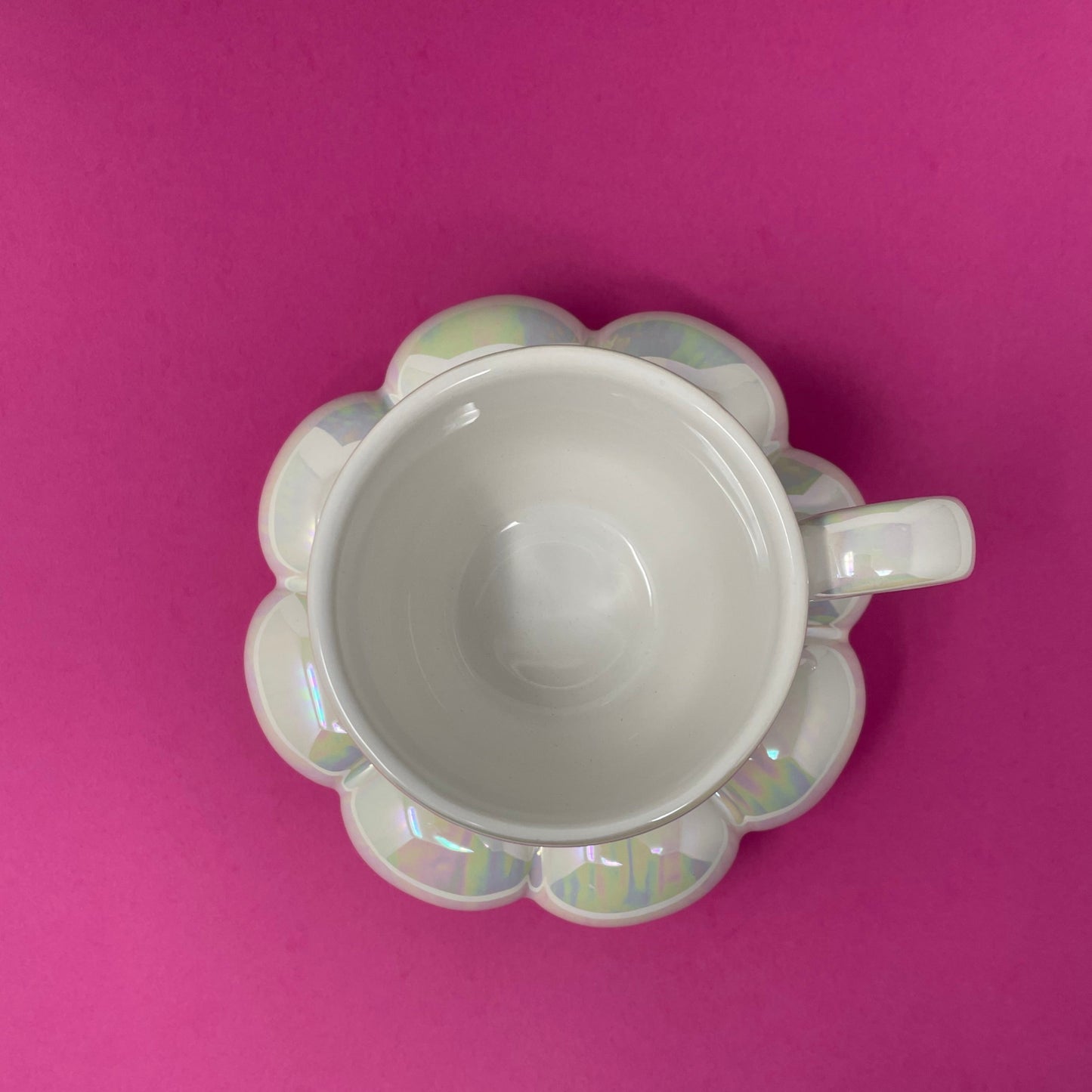 Iridescent Flower Mug and Saucer