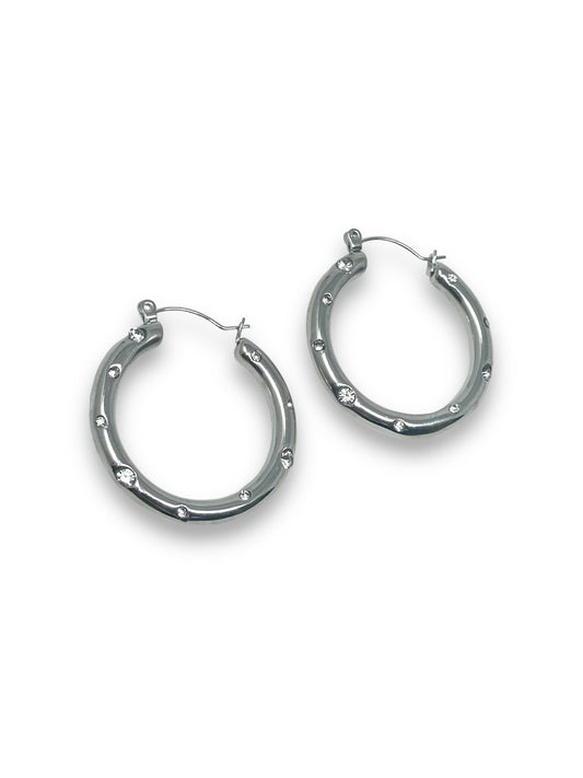 Silver Gemstone Hoops