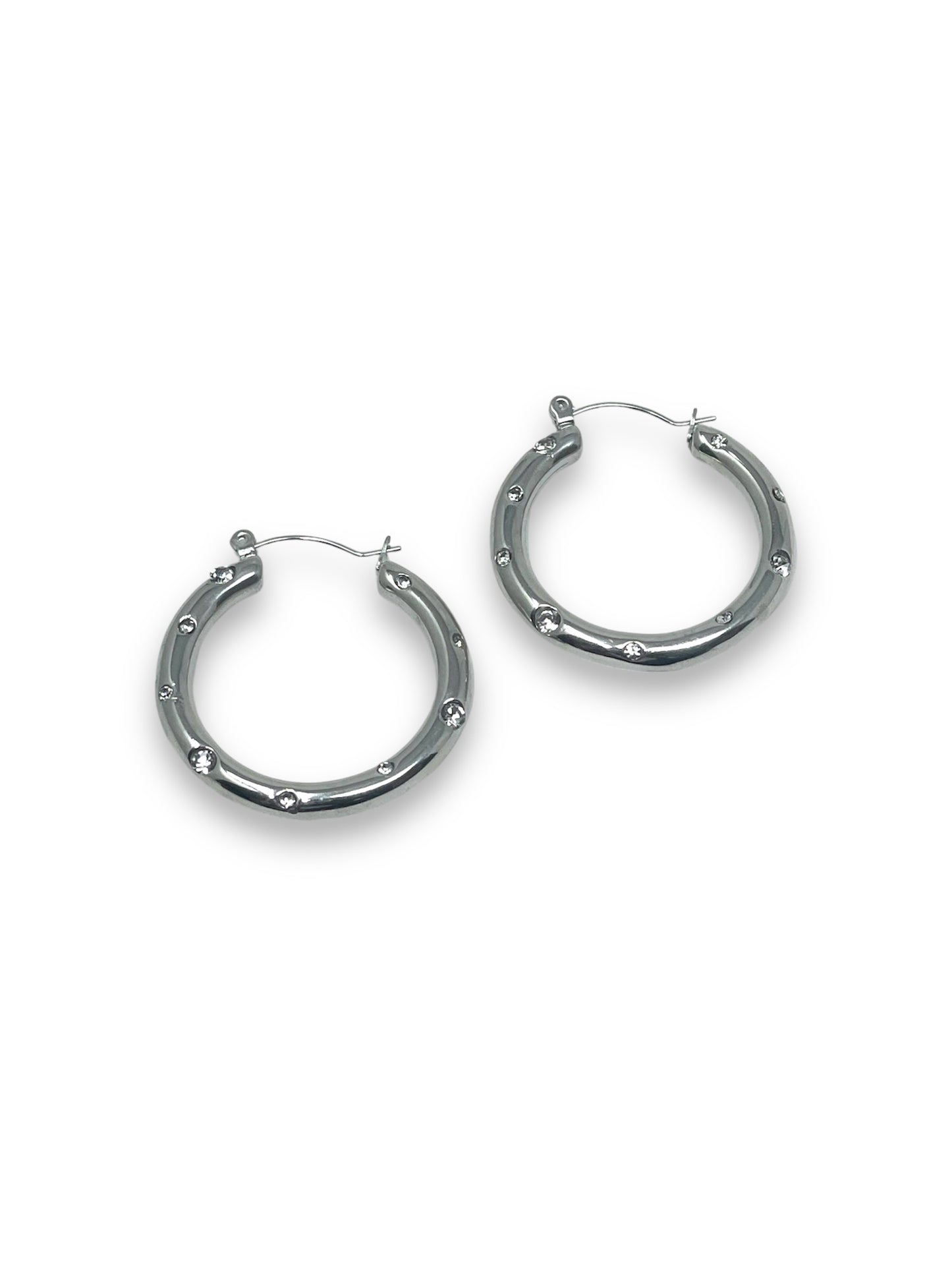 Silver Gemstone Hoops