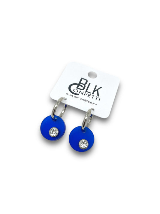 Blue Charm Huggie Earrings