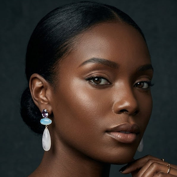 Isla Multi-Stone Drop Earrings | Gold Plated