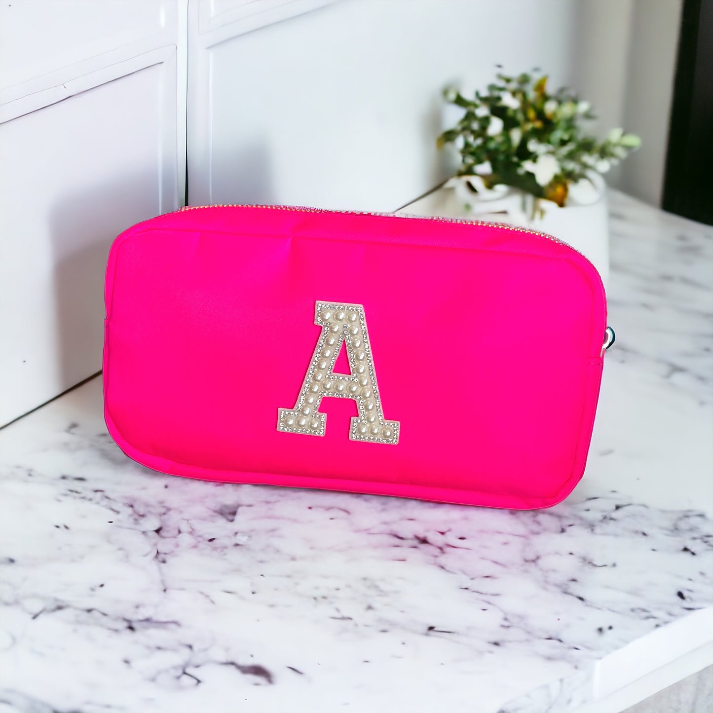 Neon Pink Cosmetic Bag