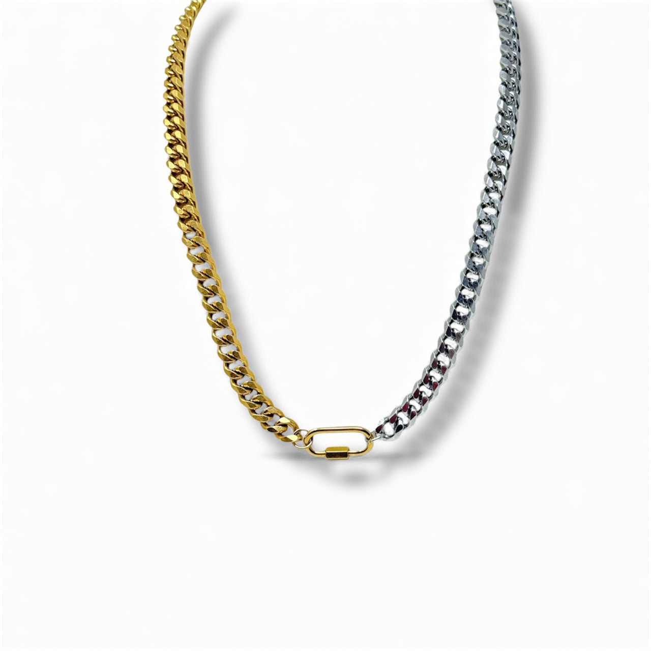 Gold & Silver Split Cuban Link Necklace