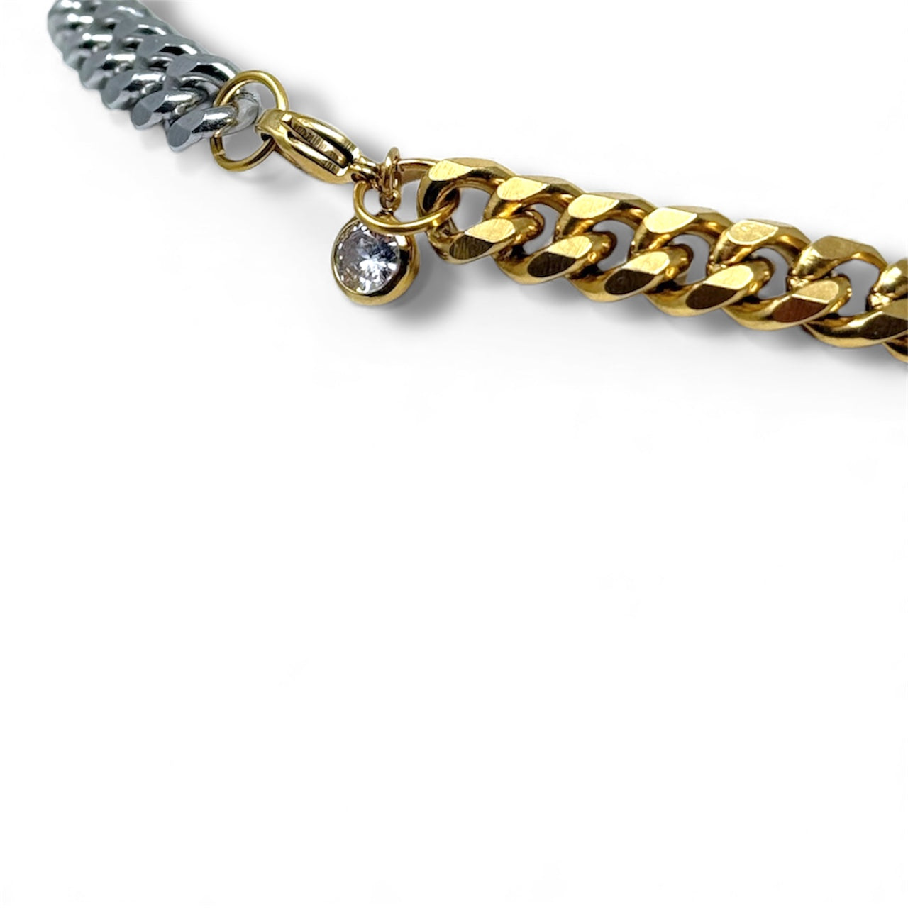 Gold & Silver Split Cuban Link Necklace
