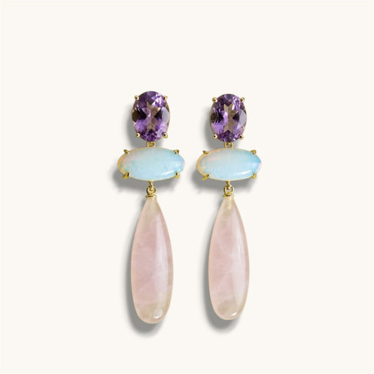 Isla Multi-Stone Drop Earrings | Gold Plated